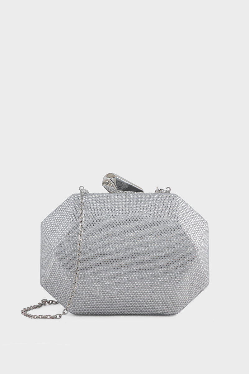 Party Wear Clutch BK4129-Silver