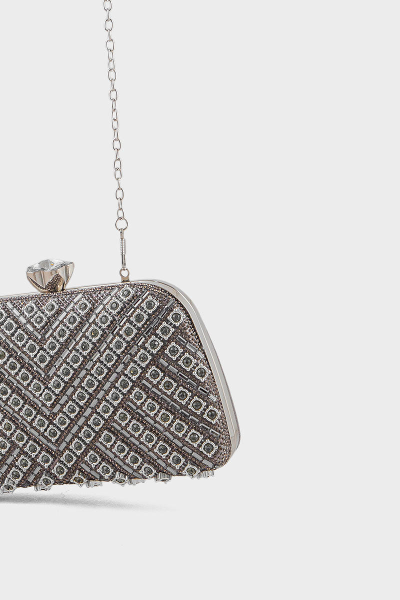 Party Wear Clutch BK4118-Silver