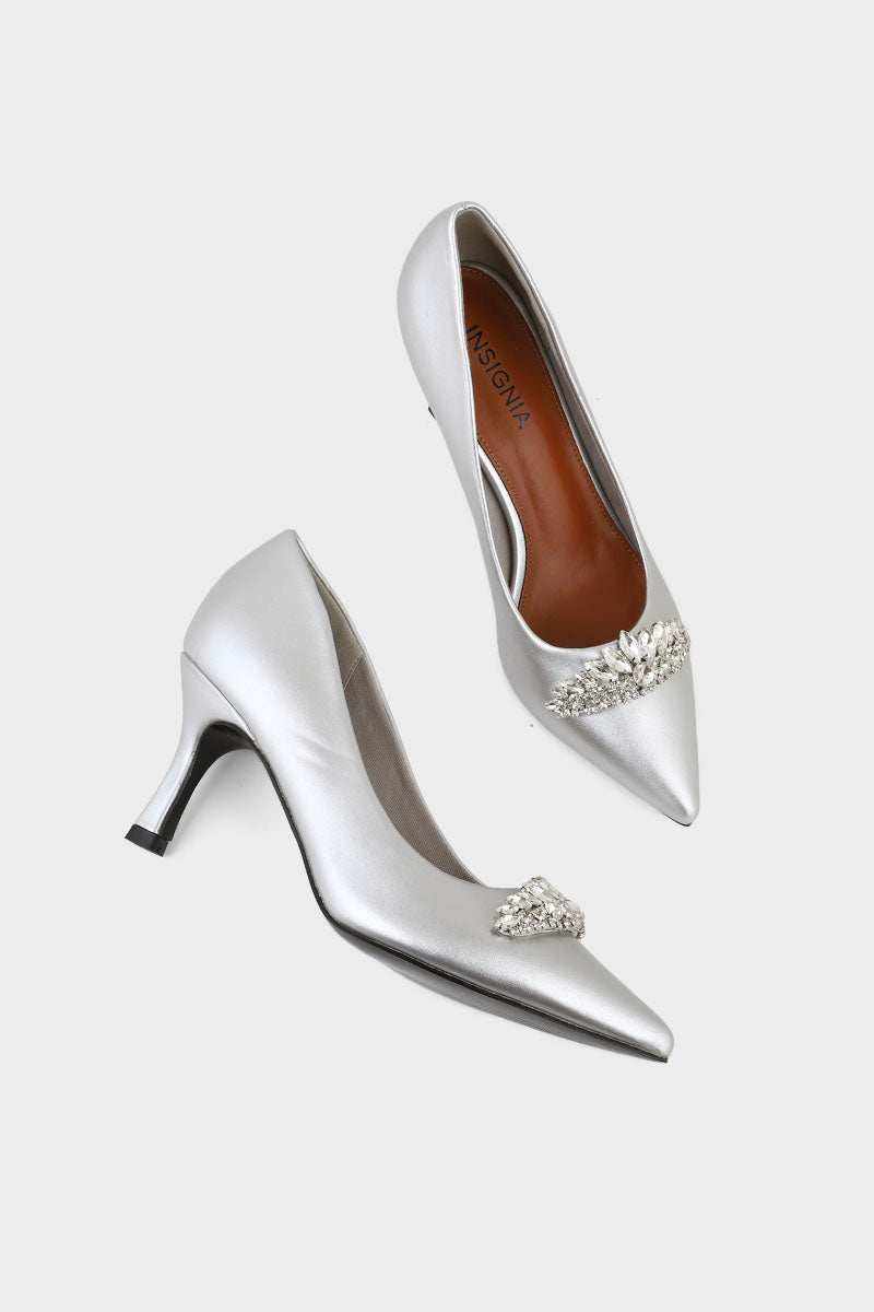 Party Wear Court Shoes I44468-Silver
