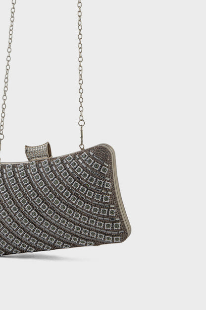 Party Wear Clutch BK4117-Gun Metallic
