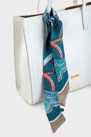 Premium Silk Bag Scarf BF0002-Teal Blue