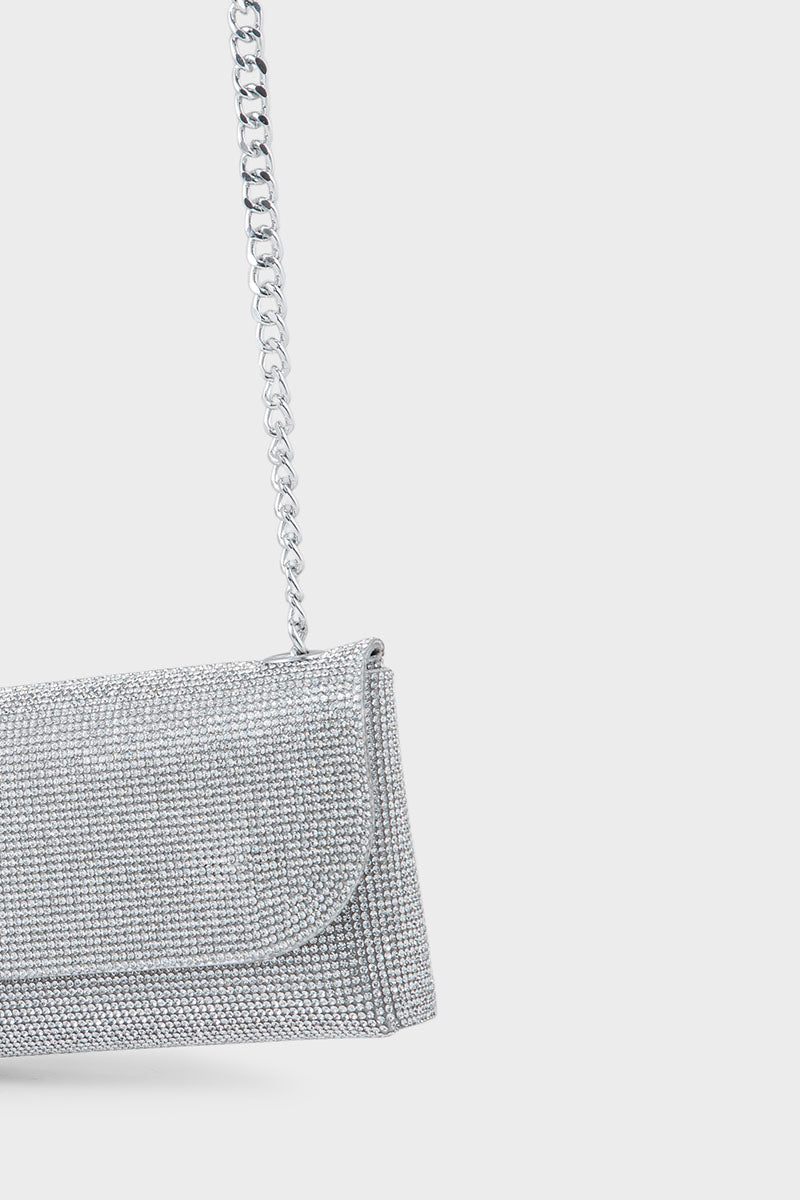 Formal Flap Shoulder Bags BK4043-Silver