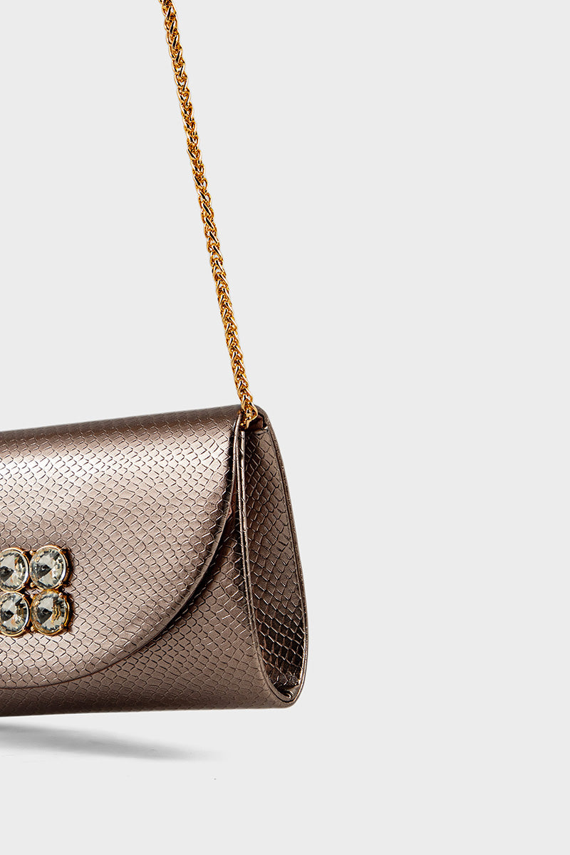 Party Wear Clutch BK4075-Gun Metallic