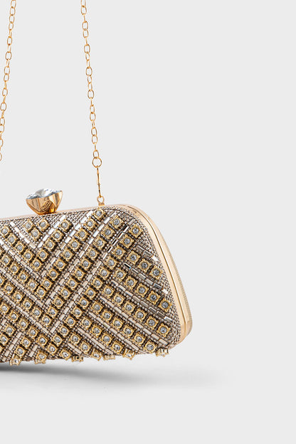 Party Wear Clutch BK4118-Golden