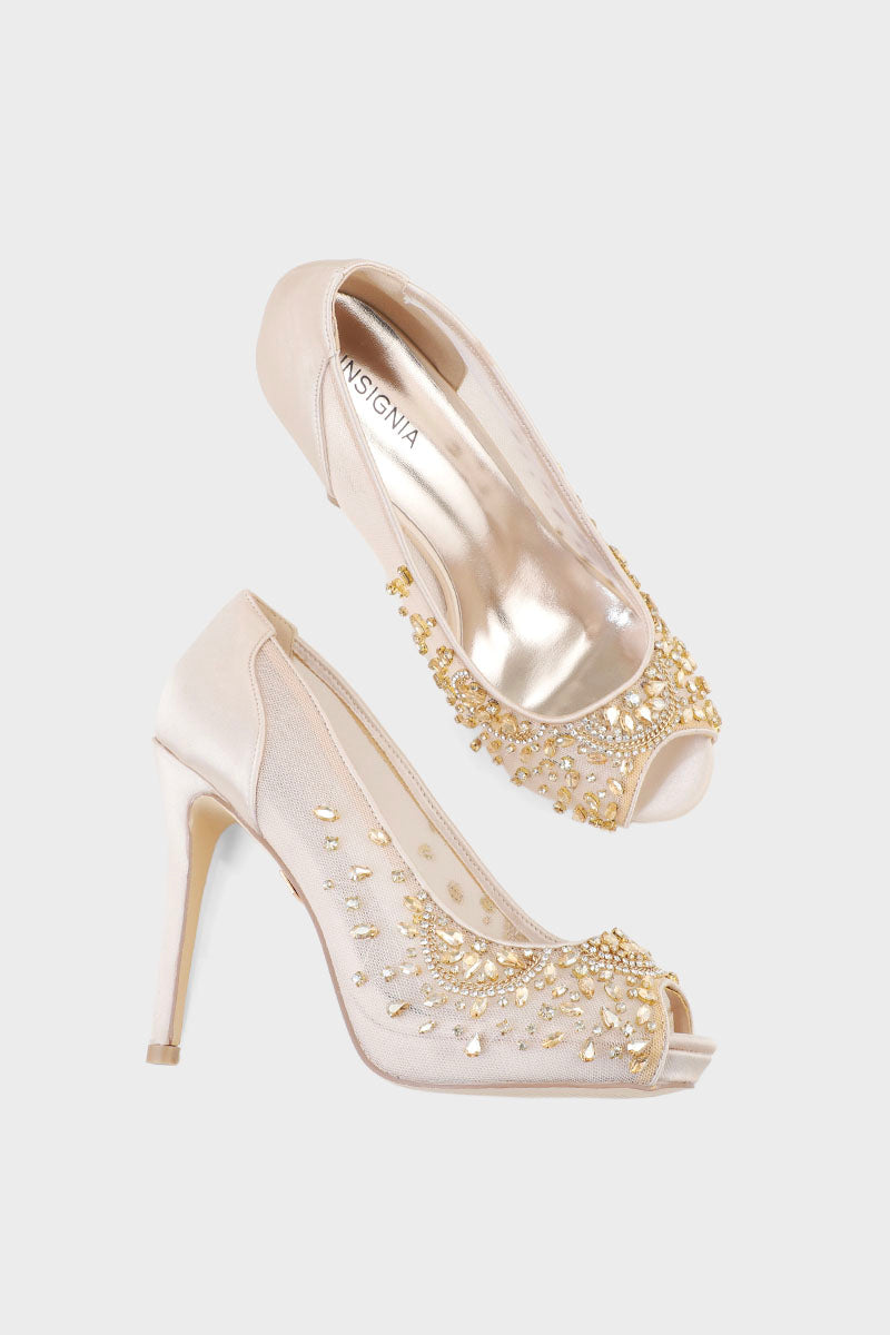 Party Wear Peep Toes I44497-Ivory