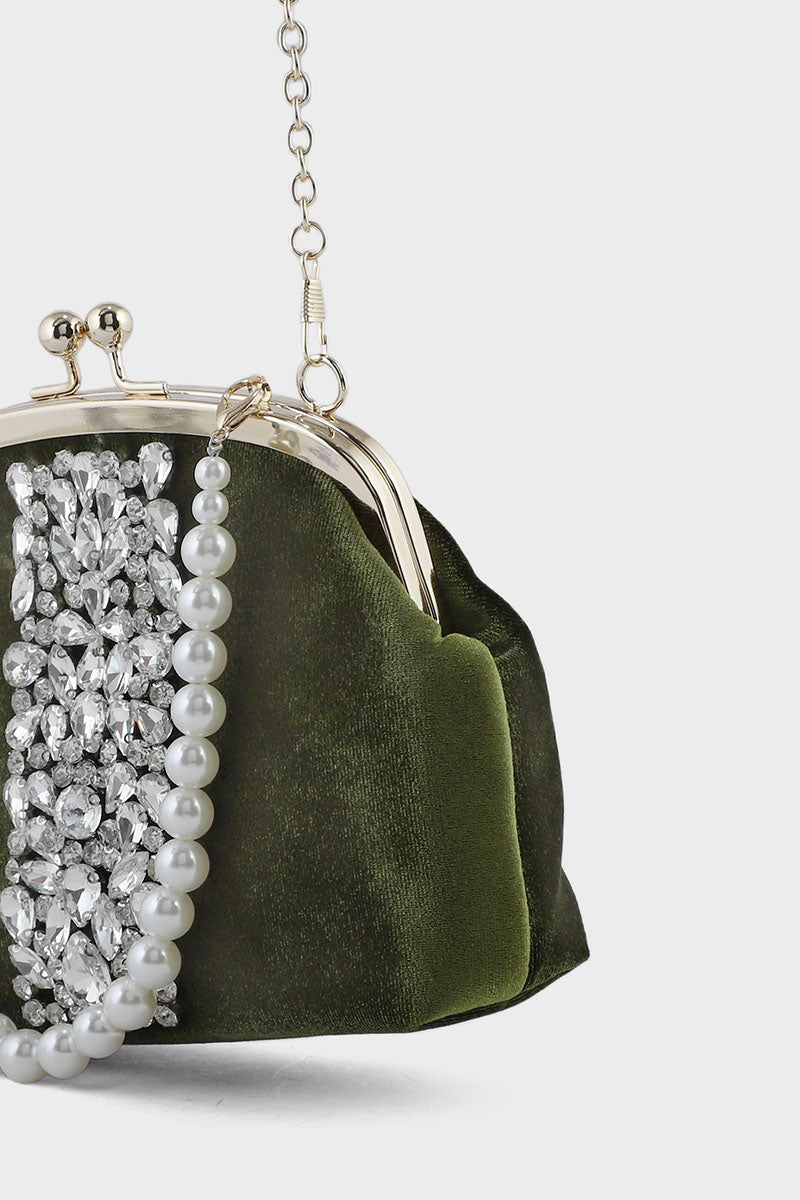 Party Wear Clutch Bk4033-Botl Green