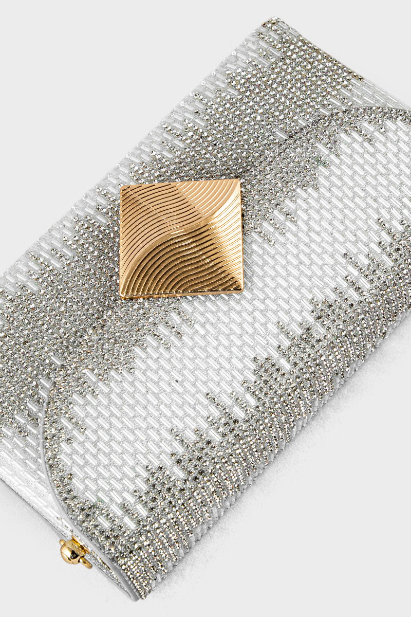 Party Wear Clutch BK4076-Silver