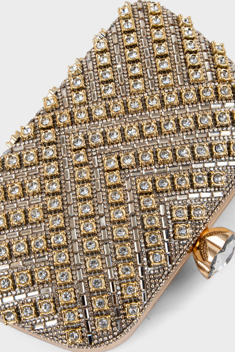 Party Wear Clutch BK4118-Golden