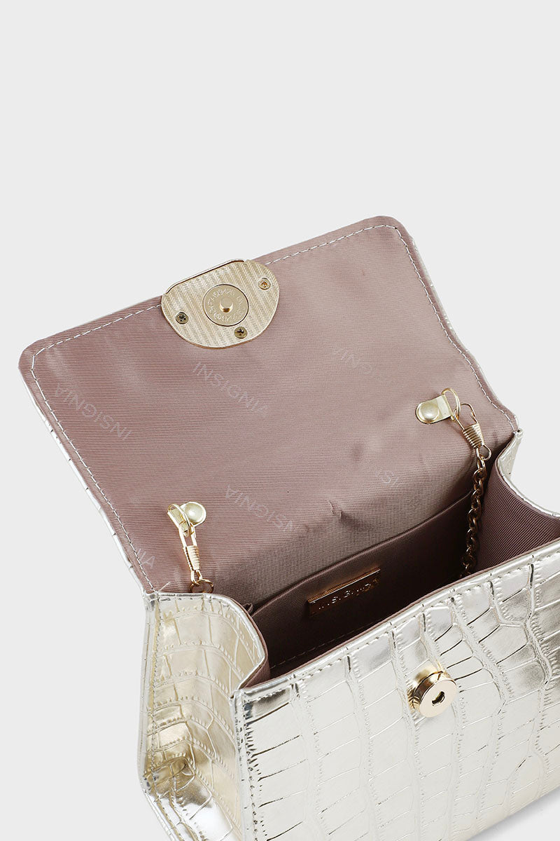 Top Handle Hand Bags B21593-Golden