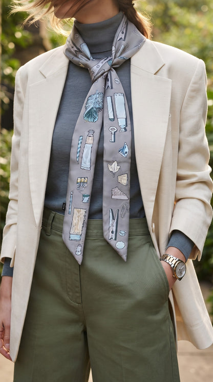 Premium Silk Bag Scarf BF0001-Beige