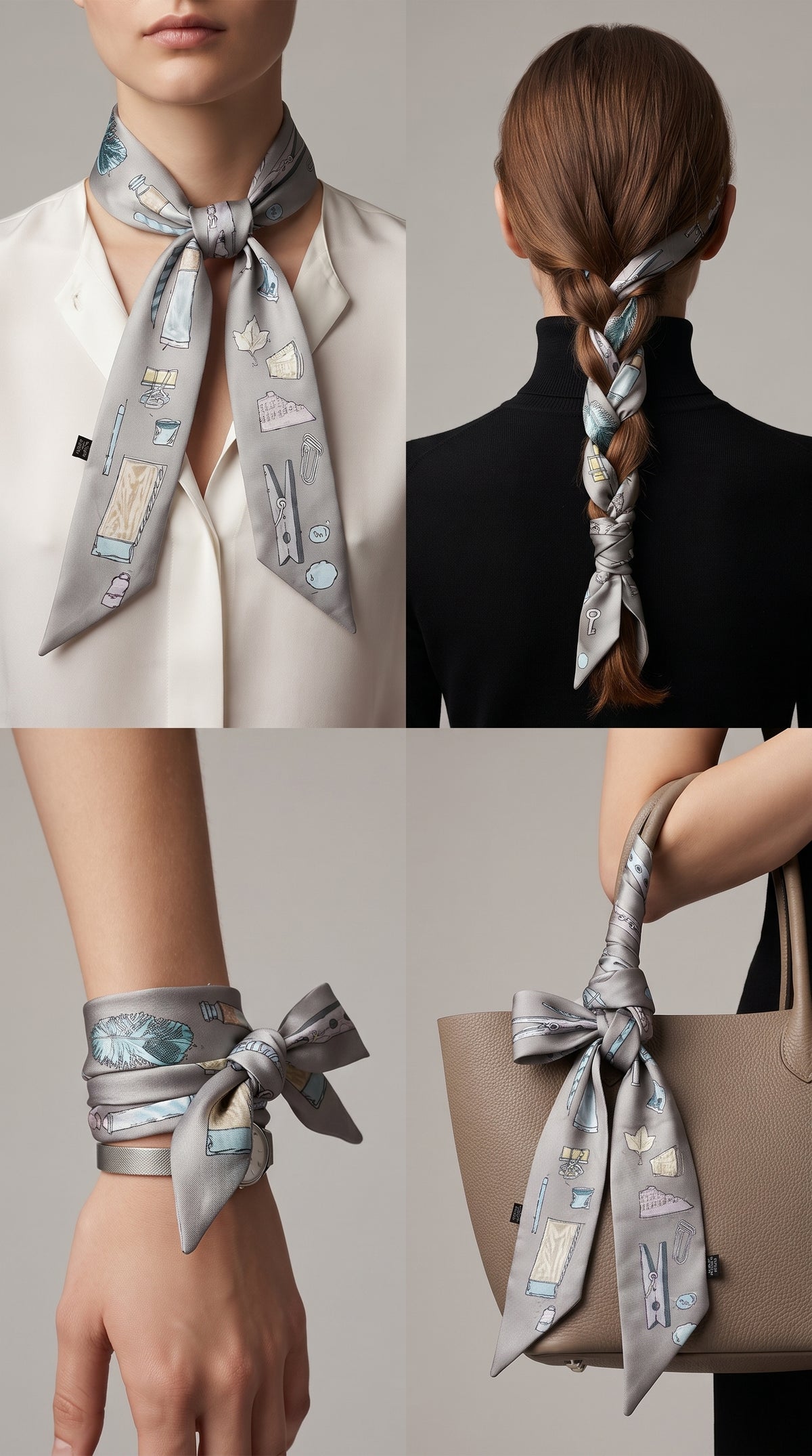 Premium Silk Bag Scarf BF0001-Beige