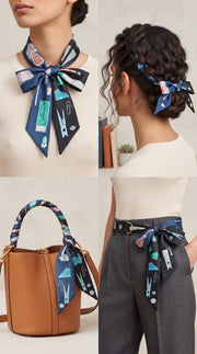Premium Silk Bag Scarf BF0001-Navy