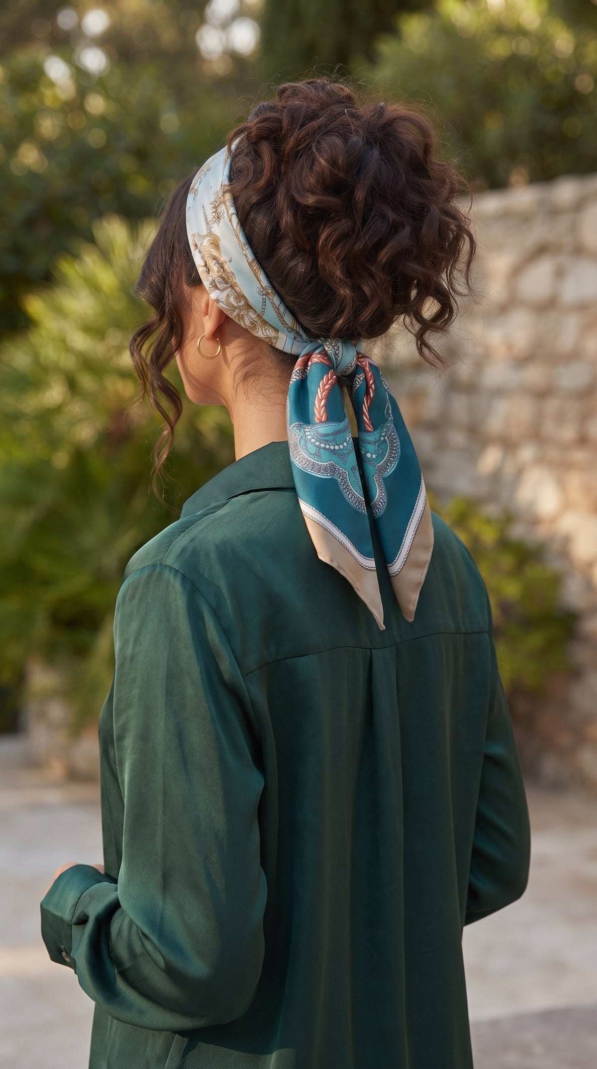 Premium Silk Bag Scarf BF0002-Teal Blue