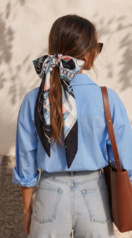 Premium Silk Bag Scarf BF0003-Black