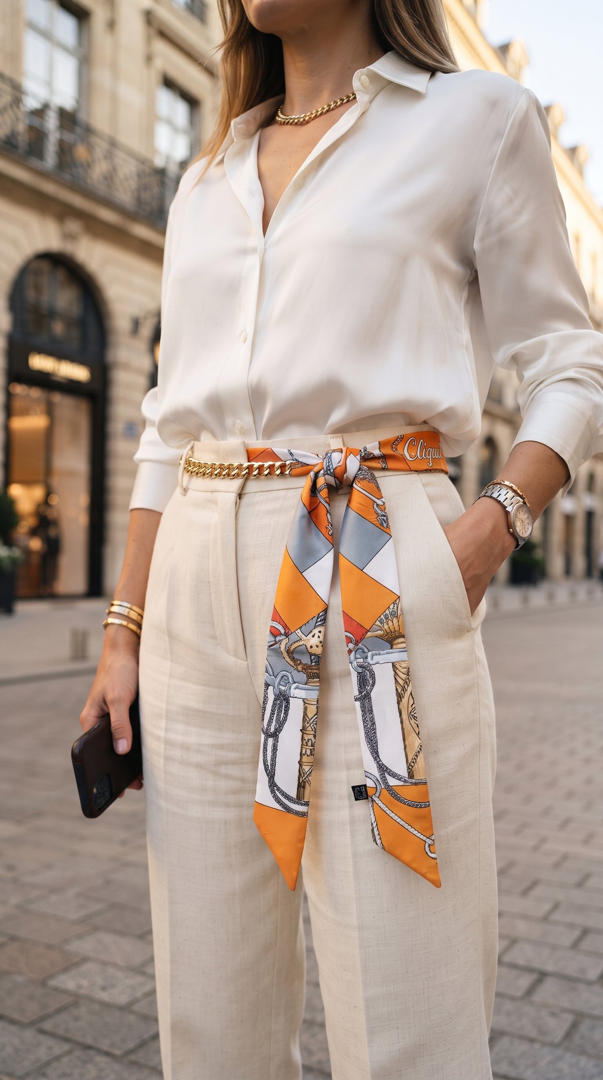 Premium Silk Bag Scarf BF0003-Orange