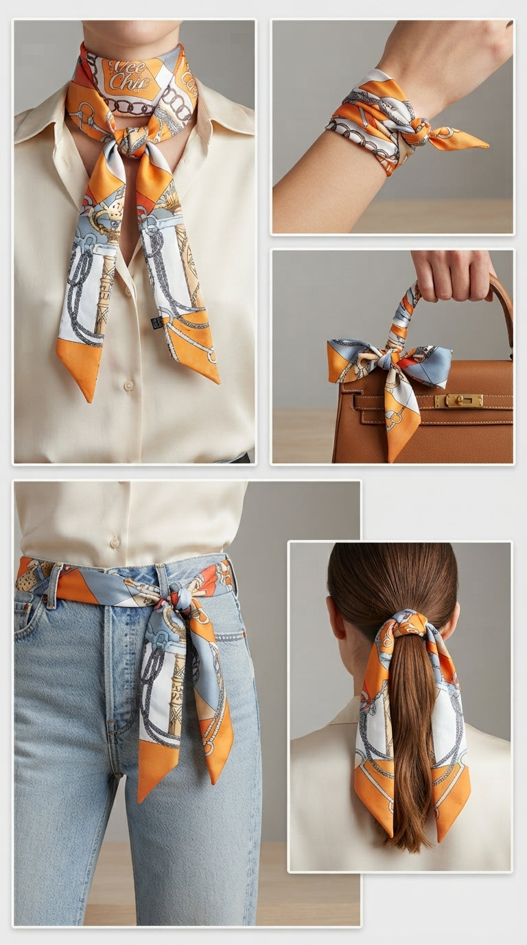 Premium Silk Bag Scarf BF0003-Orange