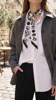 Premium Silk Bag Scarf BF0004-White