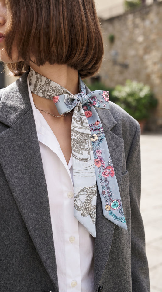 Premium Silk Bag Scarf BF0005-Grey