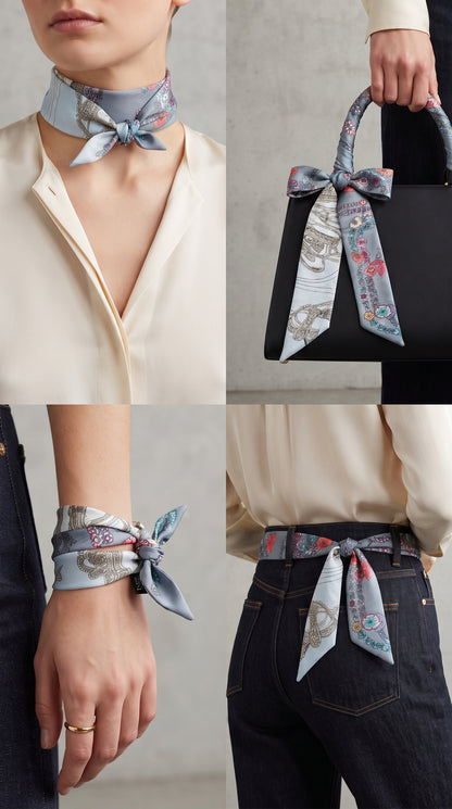 Premium Silk Bag Scarf BF0005-Grey