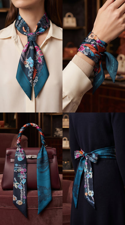 Premium Silk Bag Scarf BF0005-Navy
