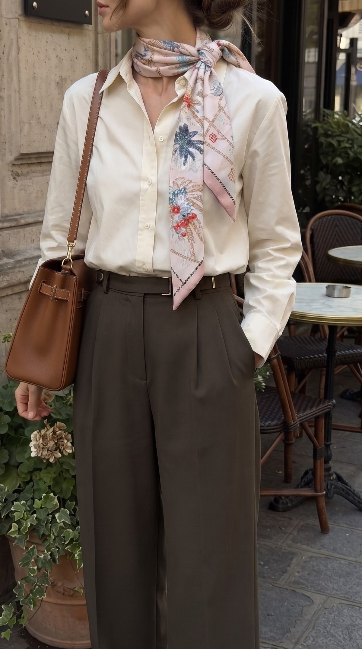 Premium Silk Bag Scarf BF0006-Beige