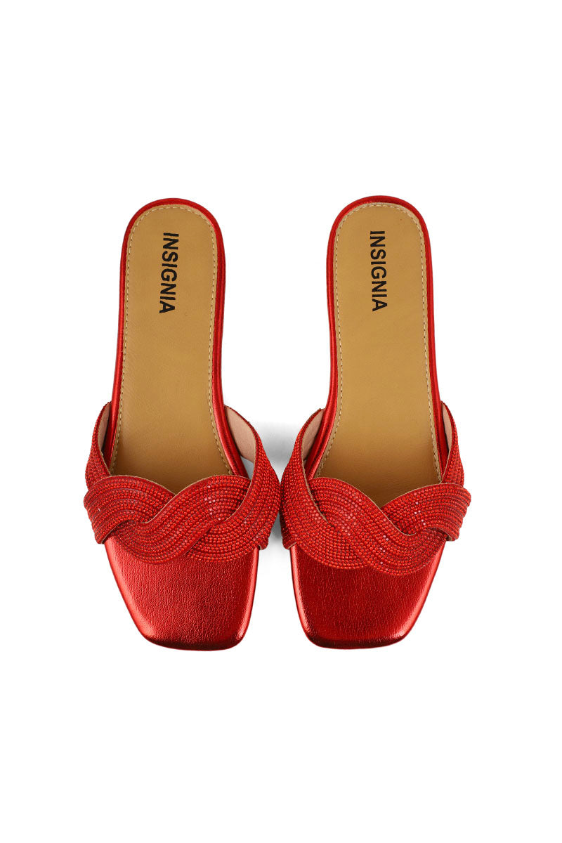 Party Wear Slip On I29260-Red