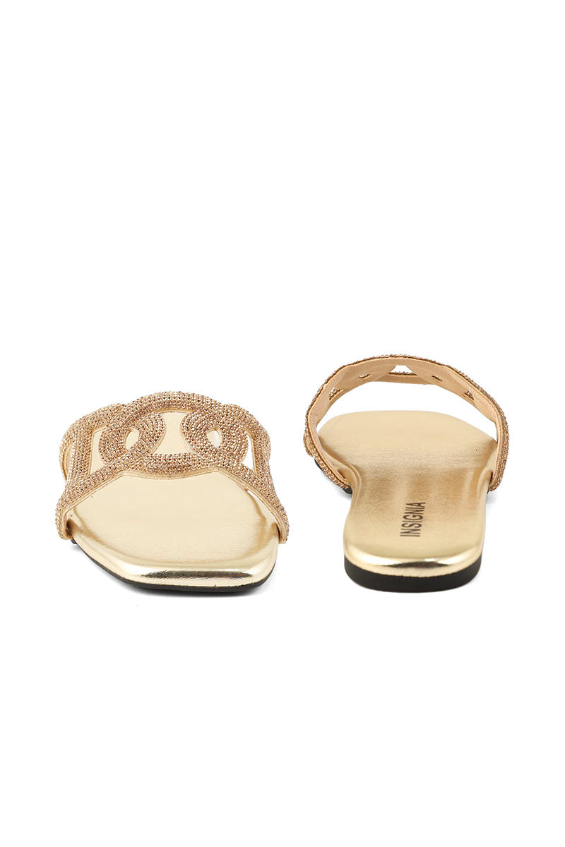 Party Wear Slip On I29261-Golden
