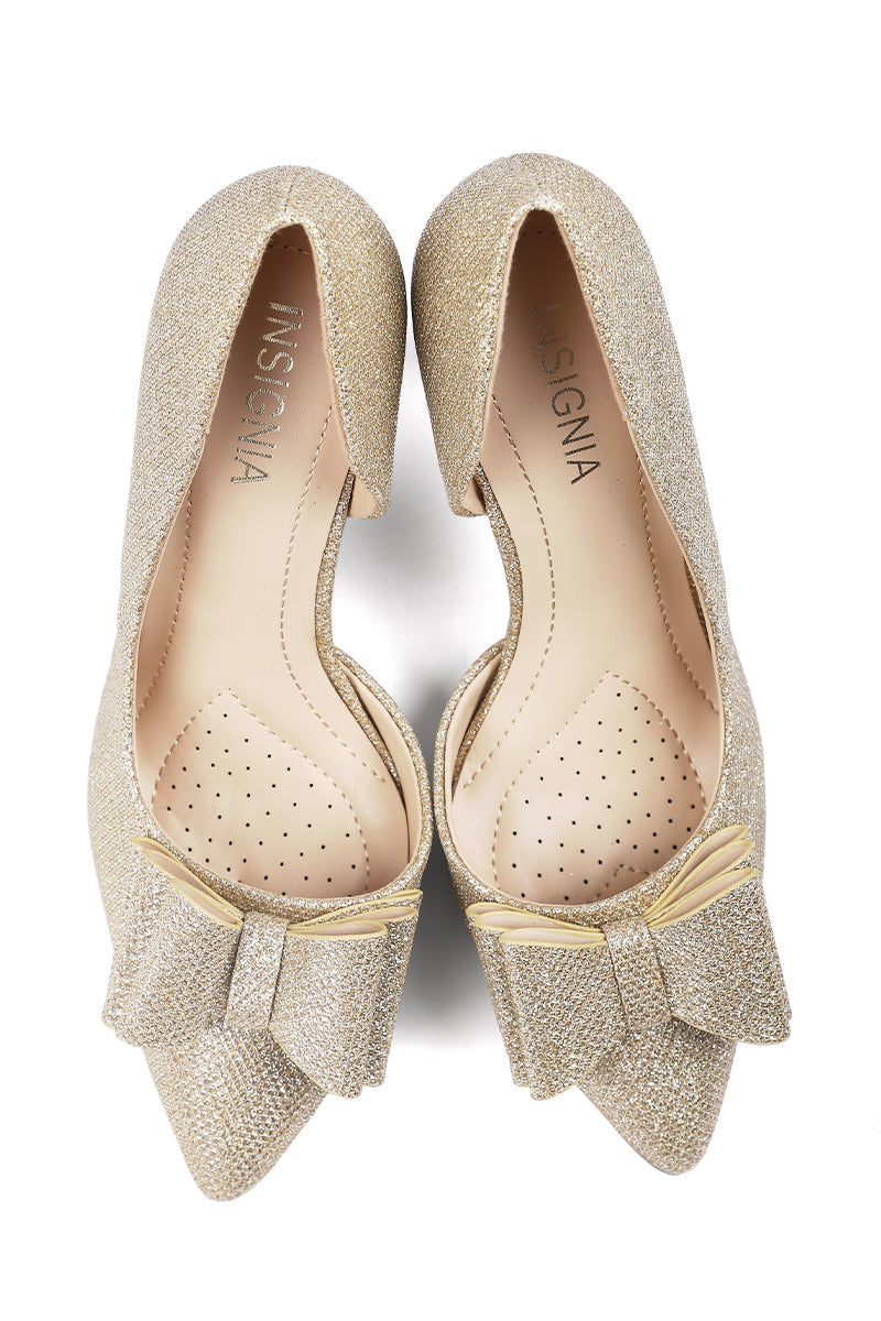 Party Wear Court Shoes I44389-Golden