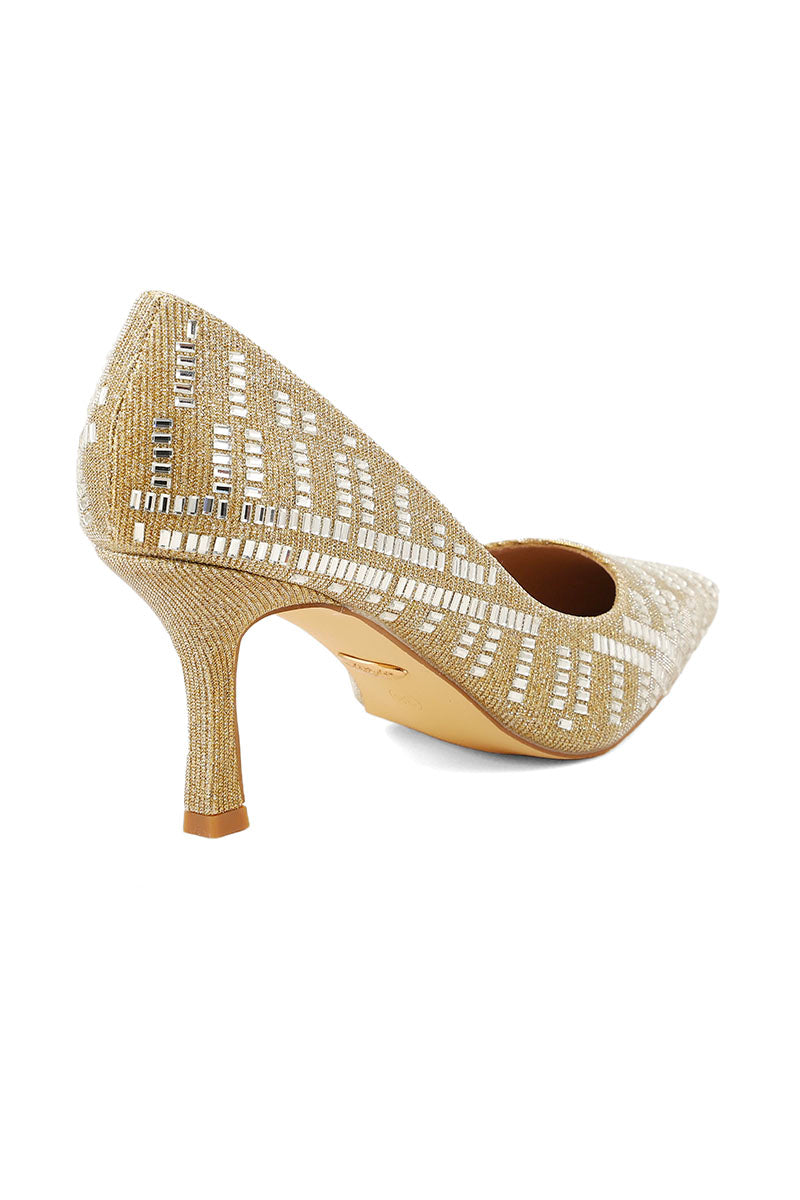 Party Wear Court Shoes I44403-Golden