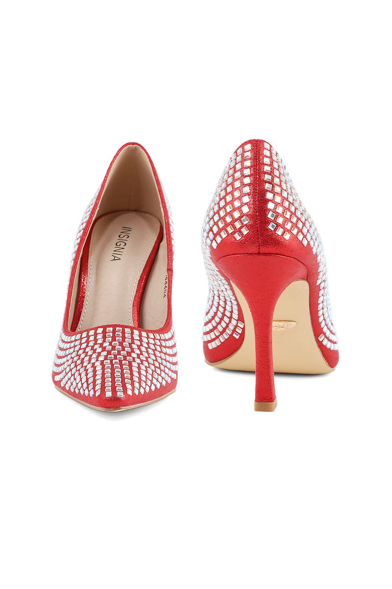 Party Wear Court Shoes I44404-Red