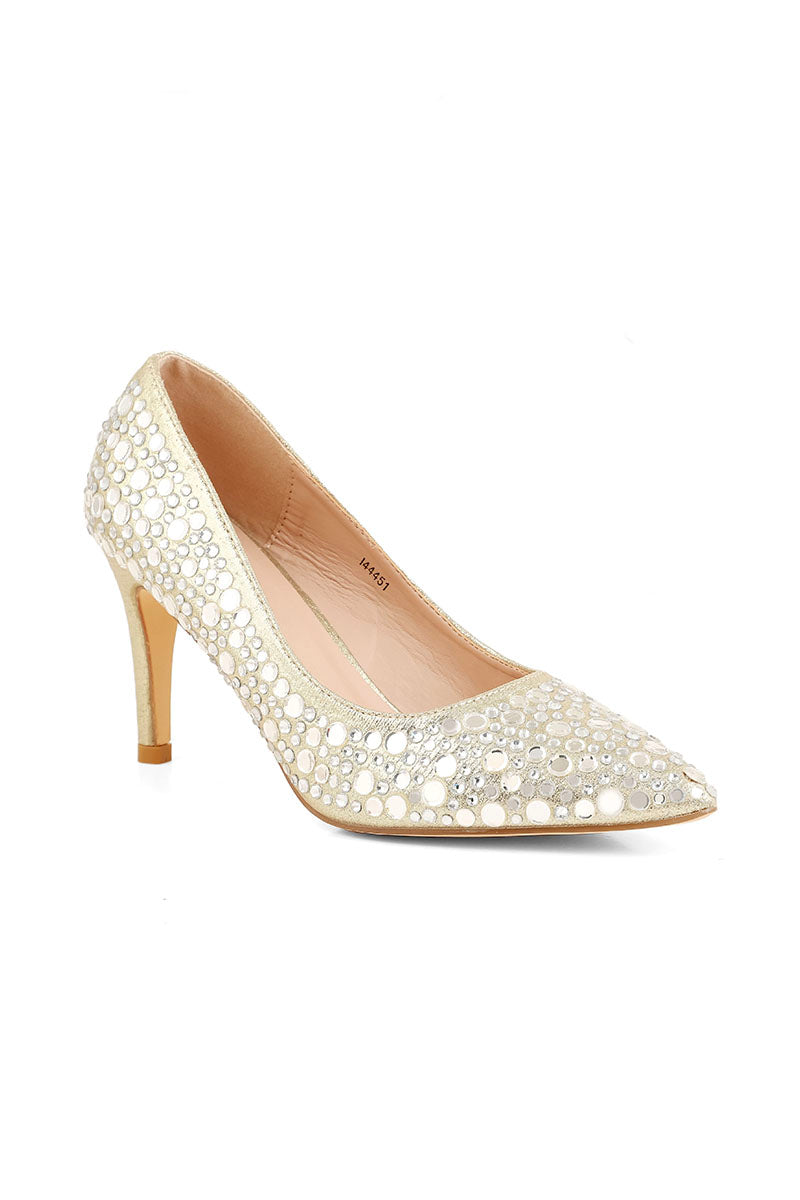 Party Wear Court Shoes I44451-Golden