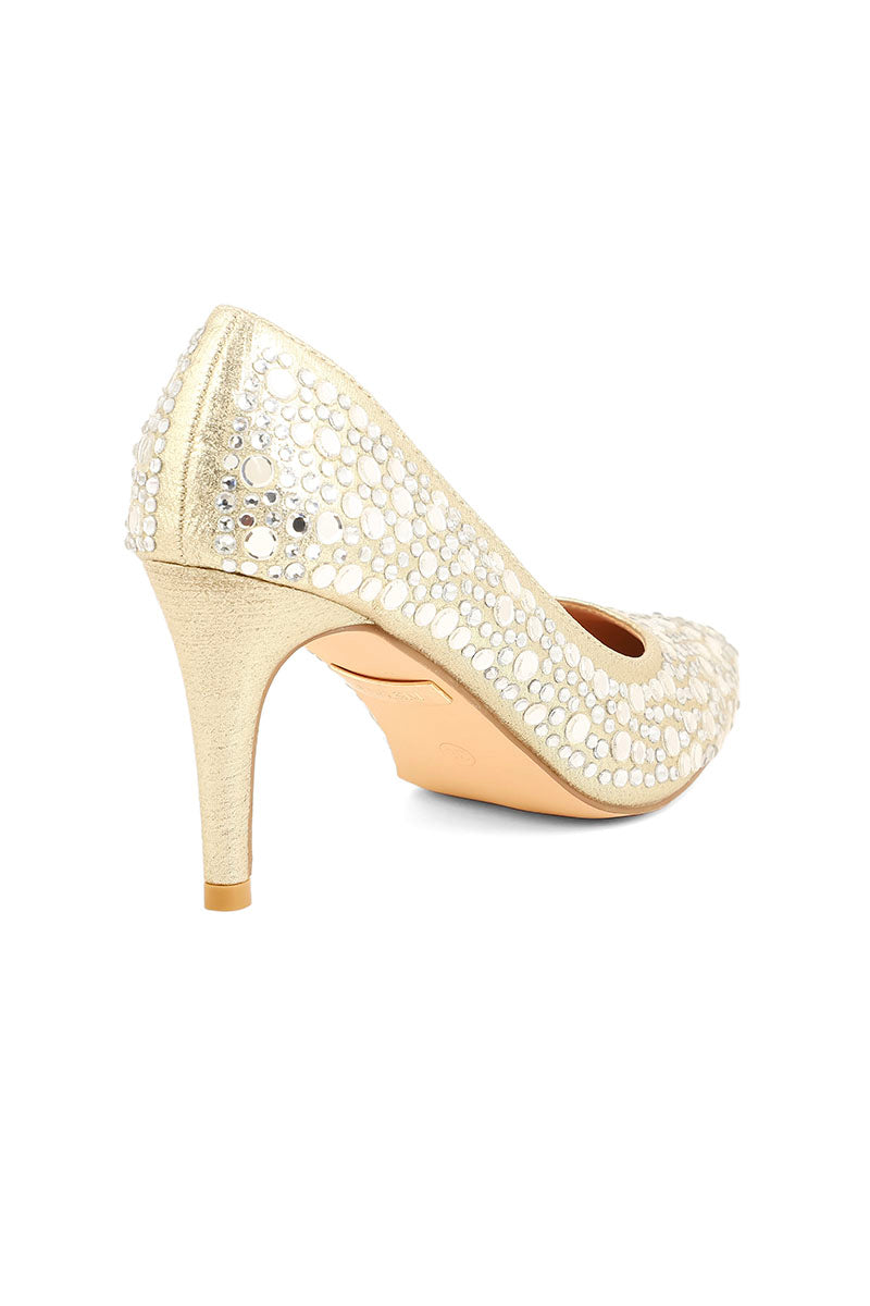 Party Wear Court Shoes I44451-Golden