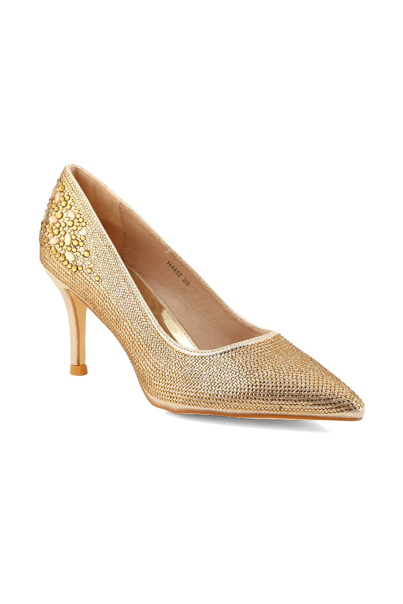 Party Wear Court Shoes I44452-Golden
