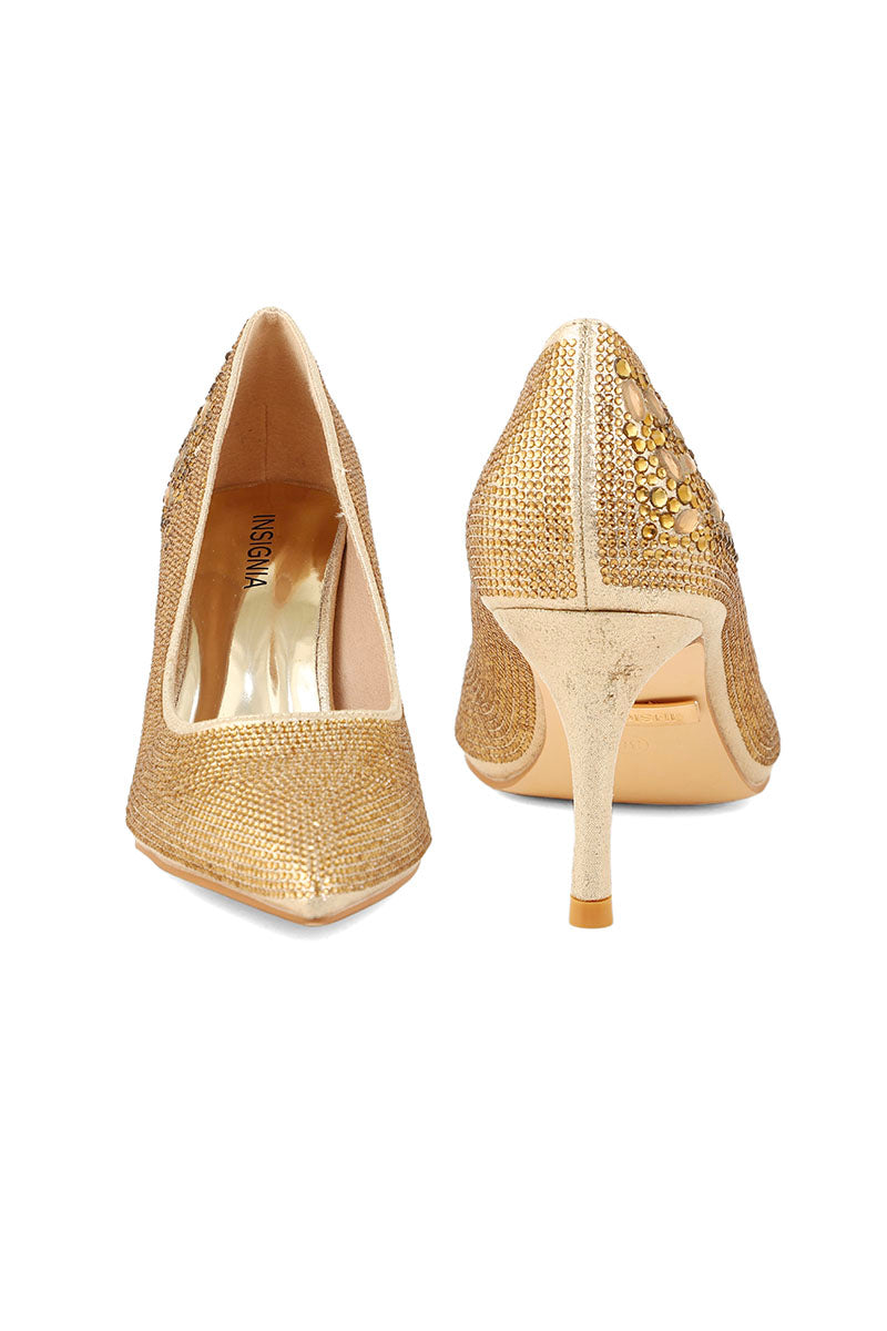 Party Wear Court Shoes I44452-Golden