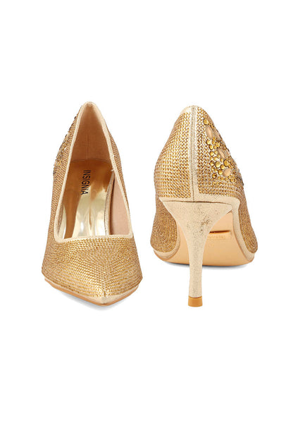Party Wear Court Shoes I44452-Golden