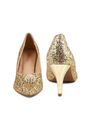Party Wear Court Shoes I44453-Golden