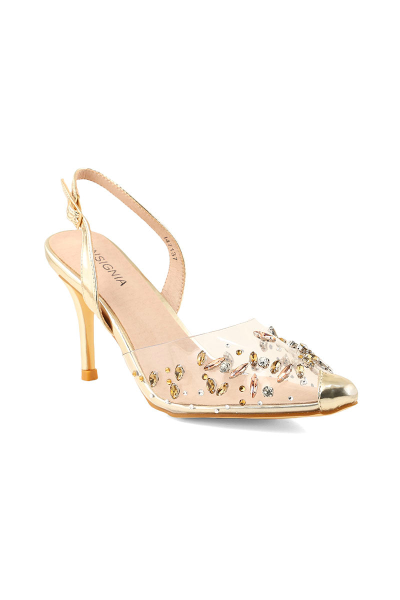 Party Wear Sling Back I47137-Golden