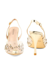 Party Wear Sling Back I47137-Golden