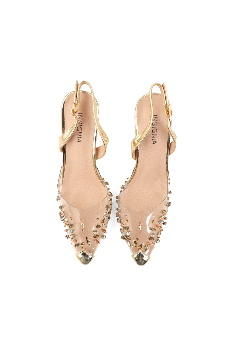 Party Wear Sling Back I47137-Golden