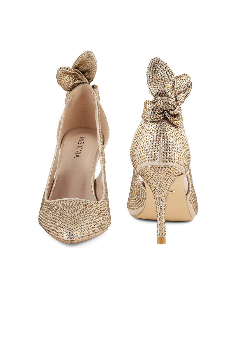 Party Wear Court Shoes I47164-Golden