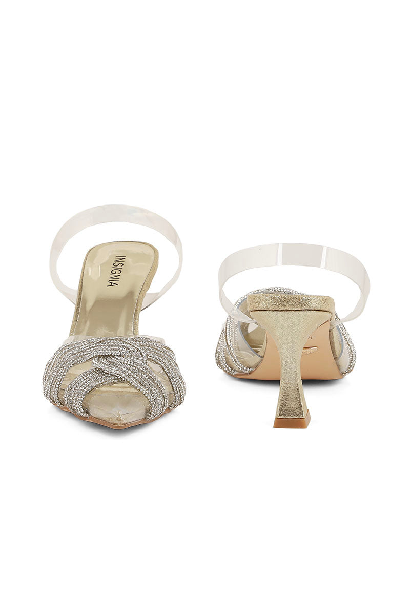 Party Wear Sling Back I47222-Golden