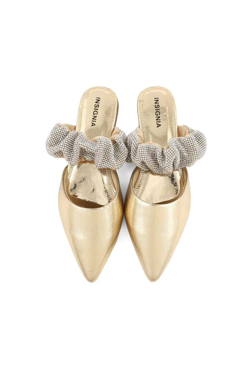 Party Wear Sling Back I47228-Golden