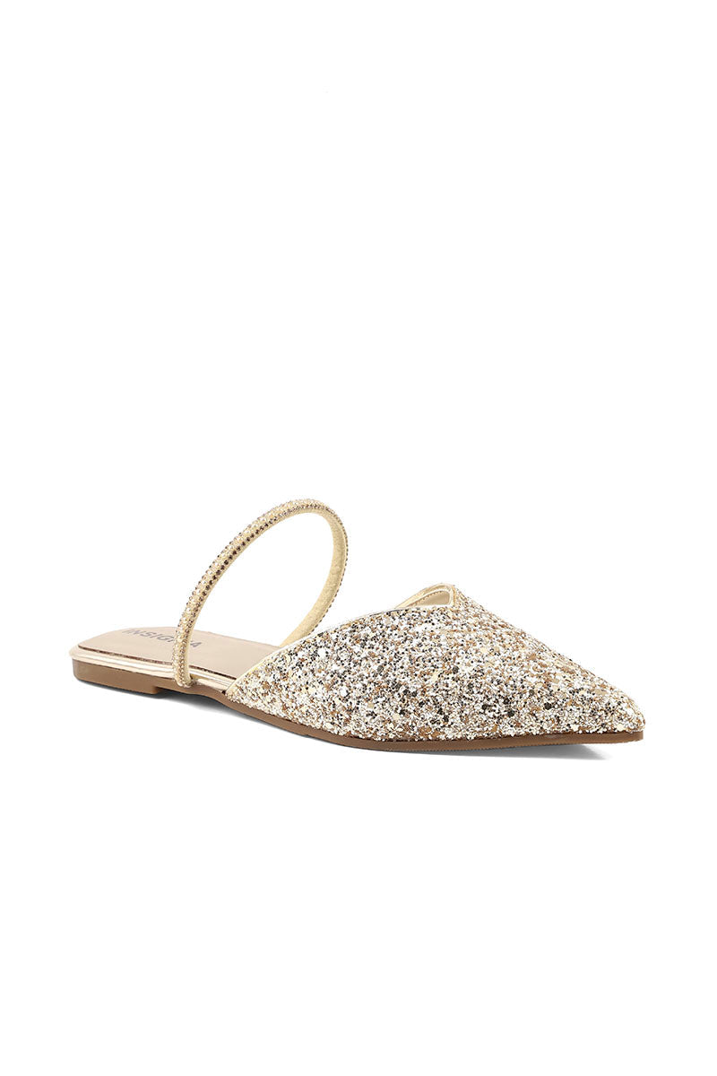 Party Wear Sling Back I47229-Golden