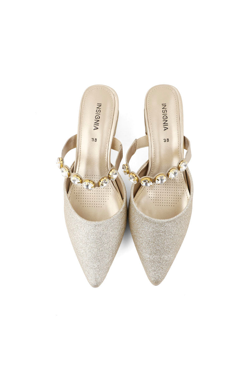 Party Wear Sling Back I47242-Golden