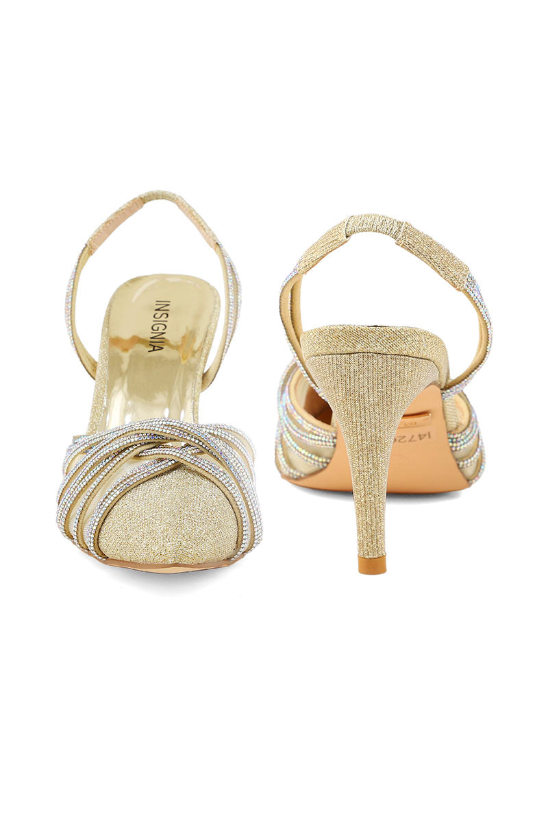 Party Wear Sling Back I47268-Golden