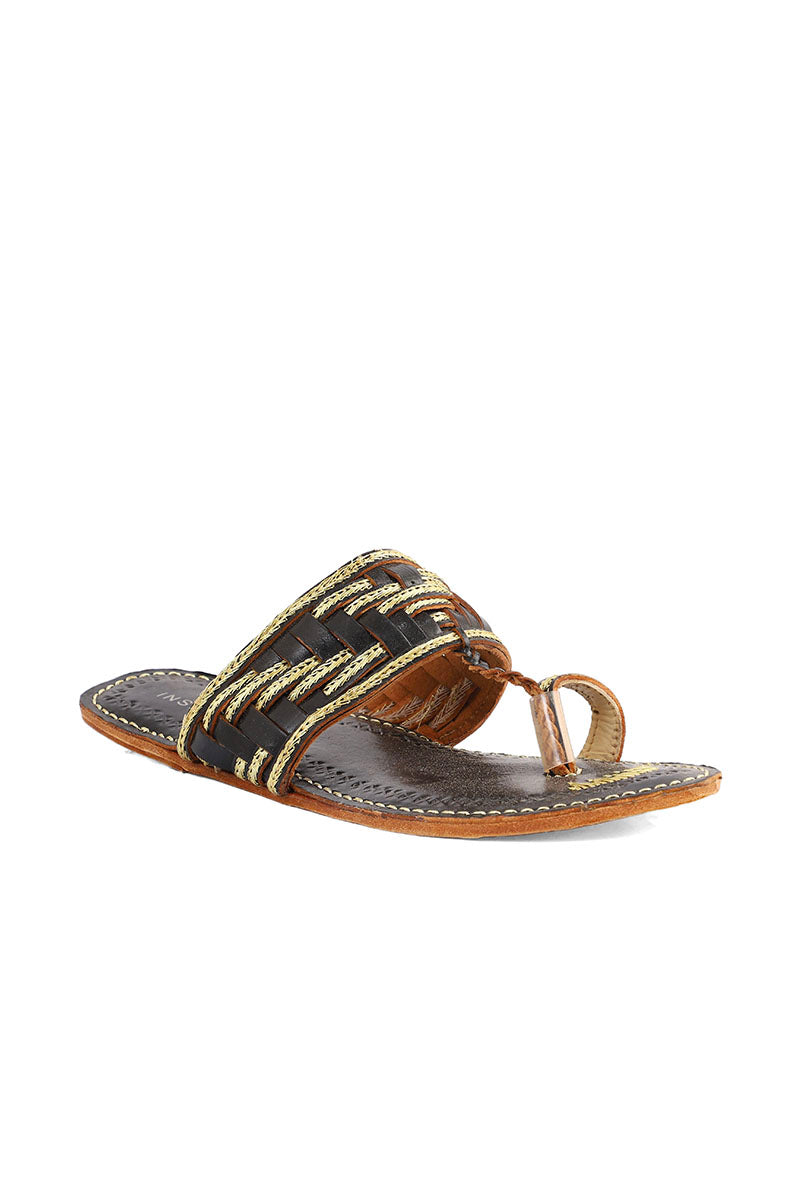 Ethnic Kolapuri I80080-Black