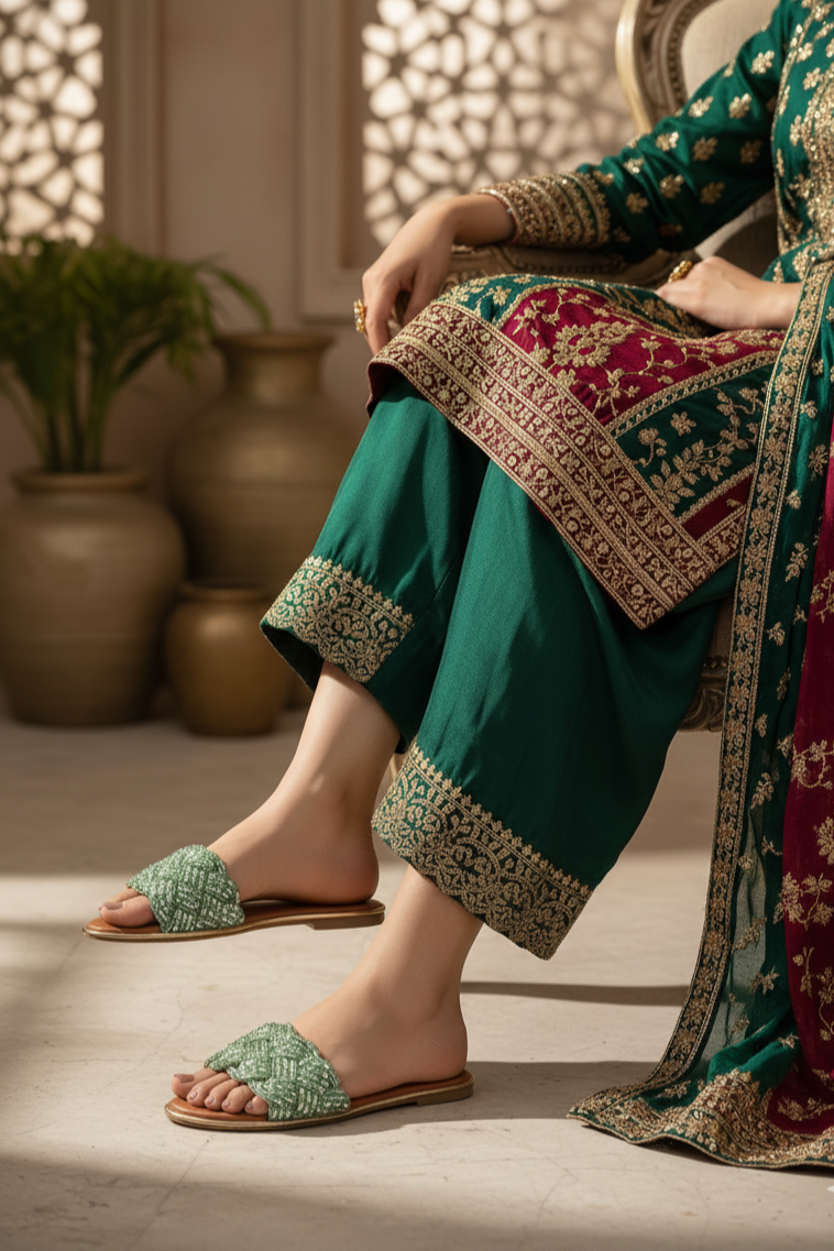 Party Wear Slip On IF0192-Mint