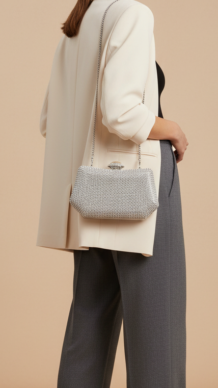 Party Wear Clutch BK4111-Silver