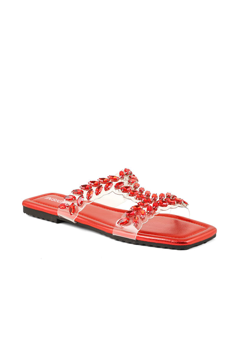 Party Wear Slip On I38566-Red