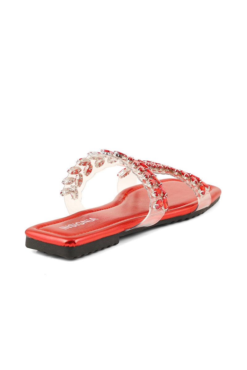 Party Wear Slip On I38566-Red